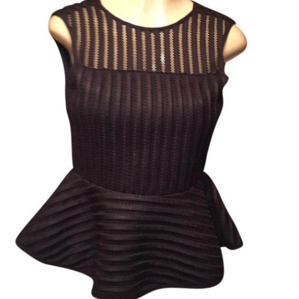 HD in Paris Peplum Blouse Black Top Size XS